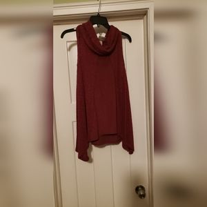 Knox Rose sleeveless burgundy sweater flowy w cowl neck boho